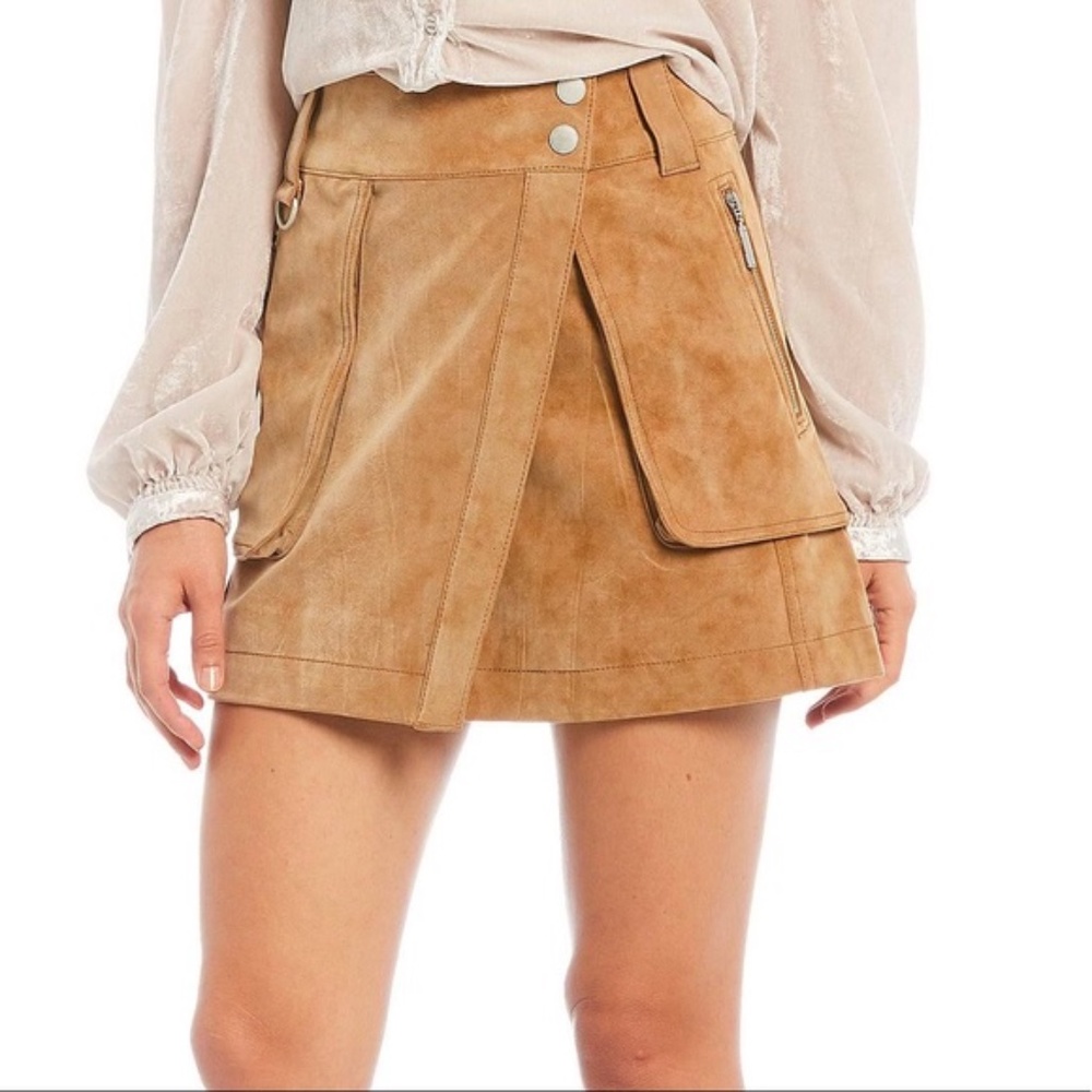 Free People Carson Utility Faux Leather Wrap Skirt - Picture 2 of 13